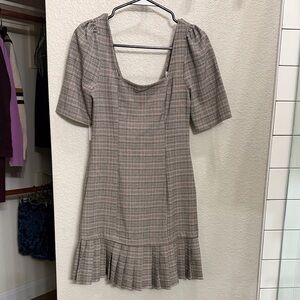 BCBGeneration plaid Midi Dress with Ruffle Hem